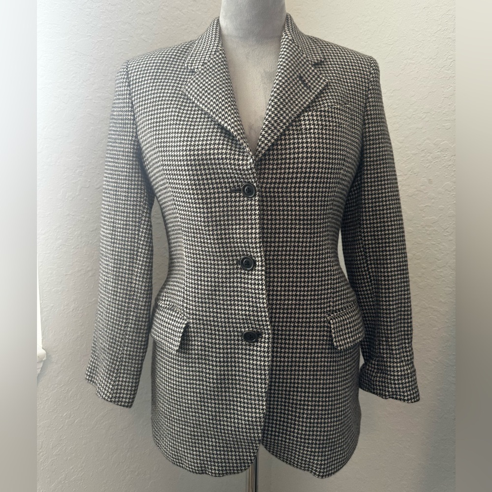Paul Stuart Houndstooth Blazer-Size 8-Made in Canada-Classic Tailored Jacket
